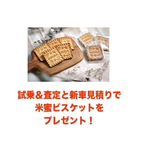 展示会中に、鳥取三菱自動車販売グループにて試乗＆査定と新車見積りで米蜜ビスケットをプレゼント！