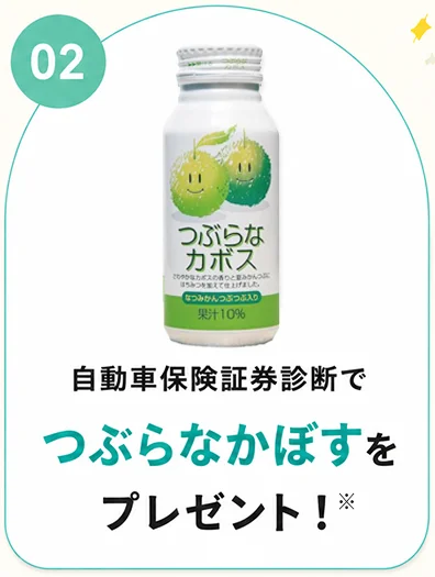 自動車保険証券診断でつぶらなかぼすをプレゼント！